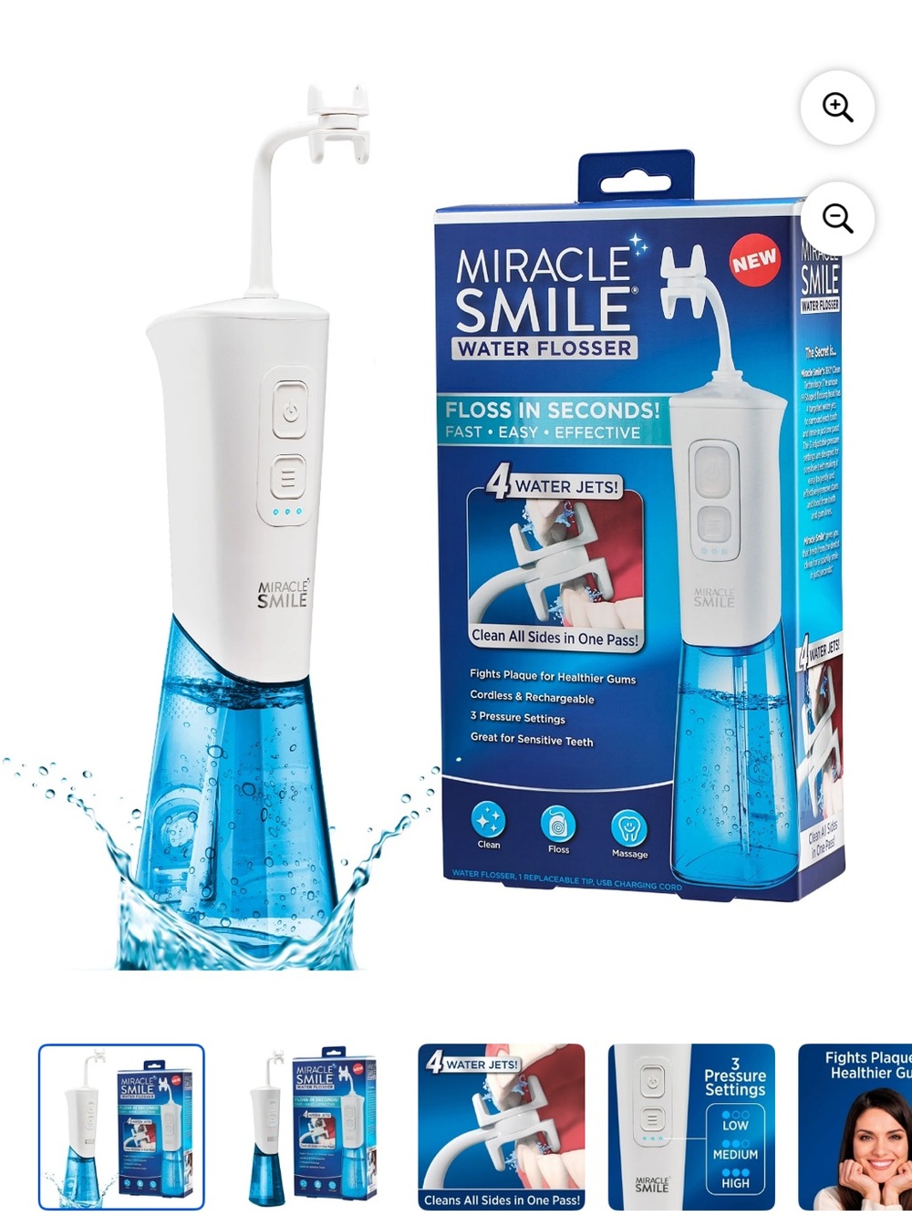 Miracle Miles Water Flosser - White & Blue Accents